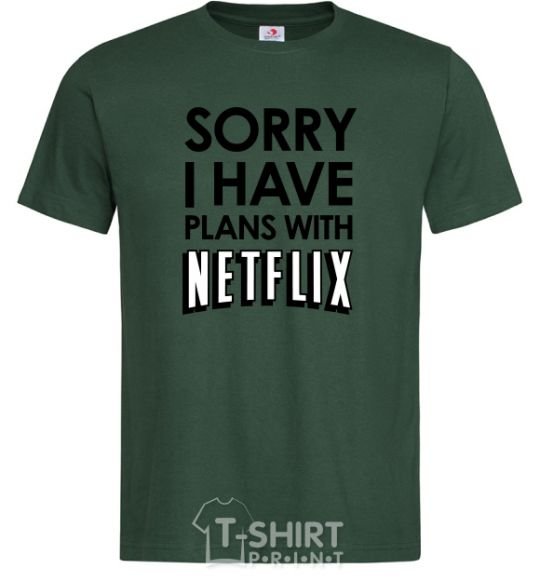 Мужская футболка Sorry i have plans with netflix Темно-зеленый фото