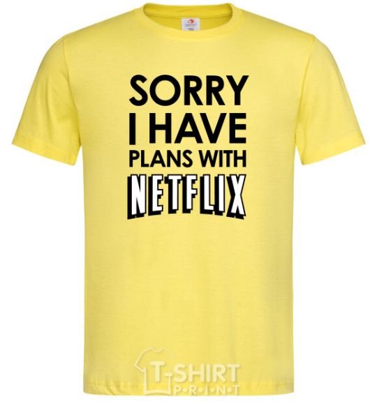 Мужская футболка Sorry i have plans with netflix Лимонный фото