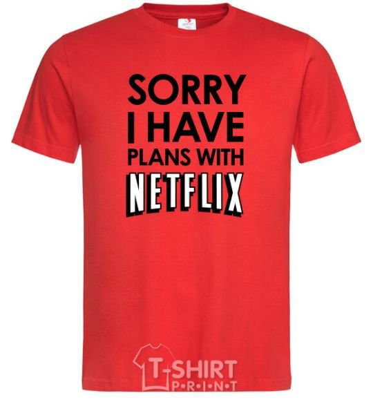 Мужская футболка Sorry i have plans with netflix Красный фото