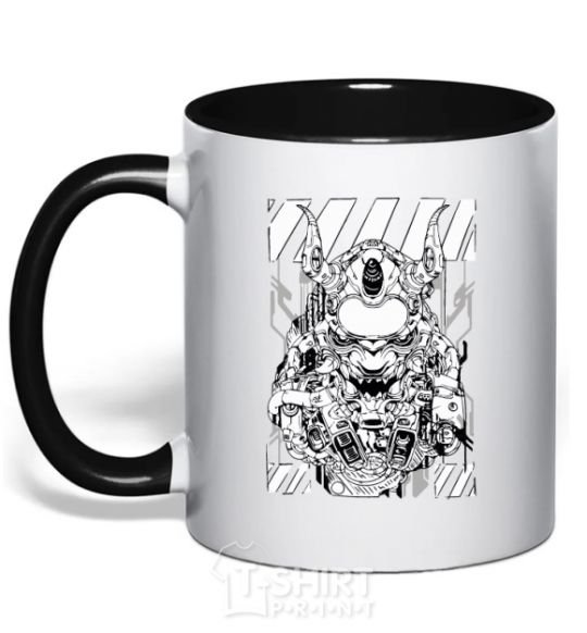 Mug with a colored handle Cyberpunk scetch black фото