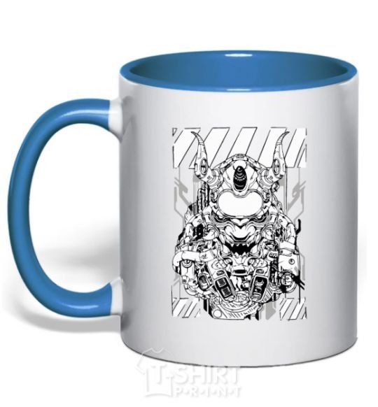 Mug with a colored handle Cyberpunk scetch royal-blue фото