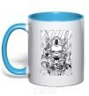 Mug with a colored handle Cyberpunk scetch sky-blue фото