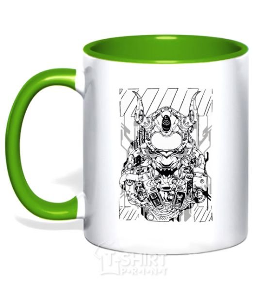 Mug with a colored handle Cyberpunk scetch kelly-green фото