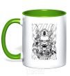 Mug with a colored handle Cyberpunk scetch kelly-green фото