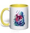 Mug with a colored handle Hollow knight color yellow фото