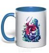 Mug with a colored handle Hollow knight color royal-blue фото