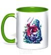 Mug with a colored handle Hollow knight color kelly-green фото