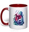 Mug with a colored handle Hollow knight color red фото