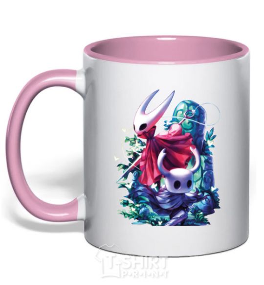 Mug with a colored handle Hollow knight color light-pink фото