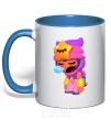 Mug with a colored handle Bravlestars Sandy royal-blue фото