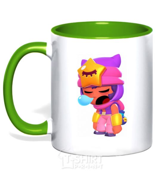 Mug with a colored handle Bravlestars Sandy kelly-green фото