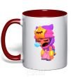 Mug with a colored handle Bravlestars Sandy red фото