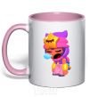 Mug with a colored handle Bravlestars Sandy light-pink фото