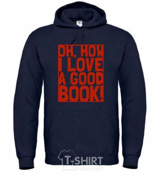 Men`s hoodie How i low a good book navy-blue фото