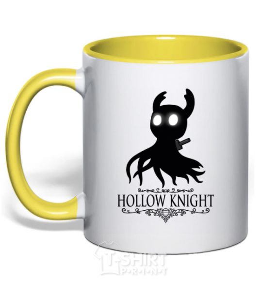 Mug with a colored handle Hollow night yellow фото