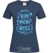 Women's T-shirt Wife mom doss navy-blue фото