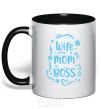 Mug with a colored handle Wife mom doss black фото