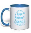 Mug with a colored handle Wife mom doss royal-blue фото