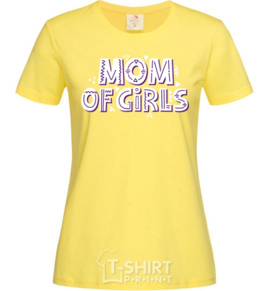 Женская футболка Mom of girls Лимонный фото