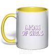 Mug with a colored handle Mom of girls yellow фото