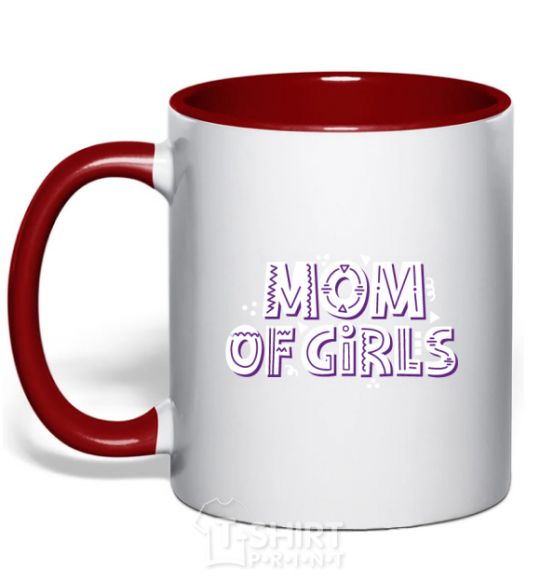 Mug with a colored handle Mom of girls red фото