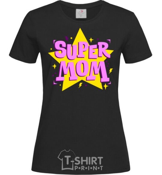 Women's T-shirt SUPER MOM black фото