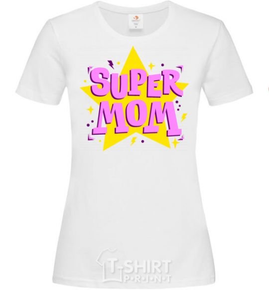 Women's T-shirt SUPER MOM White фото