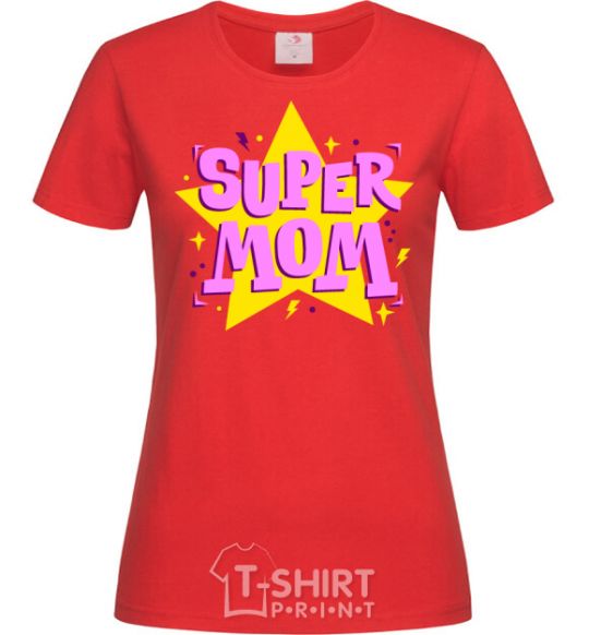 Женская футболка SUPER MOM Красный фото