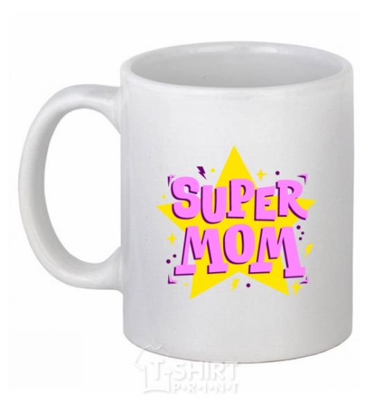 Ceramic mug SUPER MOM White фото
