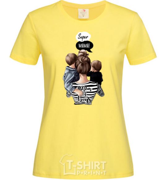 Женская футболка SUPER MAMA of boys Лимонный фото