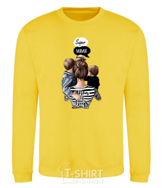 Sweatshirt SUPER MAMA of boys yellow фото