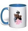 Mug with a colored handle SUPER MAMA of girls royal-blue фото