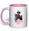 Mug with a colored handle SUPER MAMA of girls light-pink фото