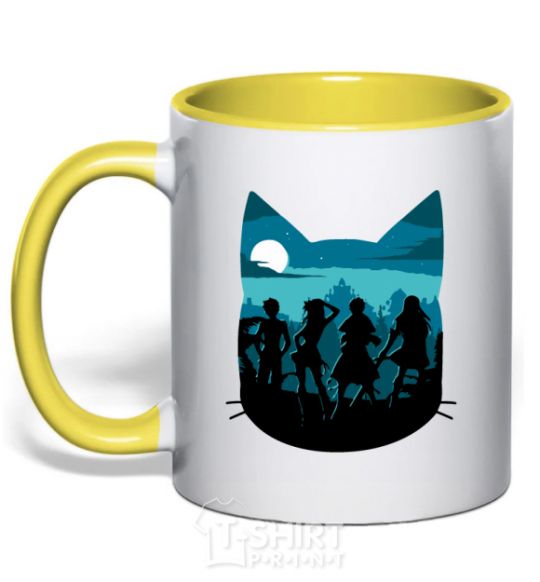 Mug with a colored handle Fairy Tail shadow yellow фото