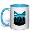 Mug with a colored handle Fairy Tail shadow sky-blue фото