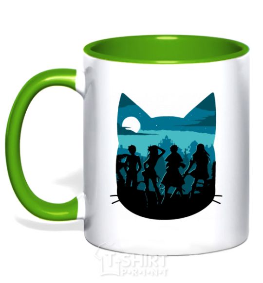 Mug with a colored handle Fairy Tail shadow kelly-green фото