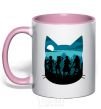 Mug with a colored handle Fairy Tail shadow light-pink фото