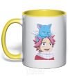 Mug with a colored handle Fairy Tail Natsu yellow фото