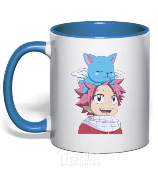 Mug with a colored handle Fairy Tail Natsu royal-blue фото