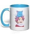 Mug with a colored handle Fairy Tail Natsu sky-blue фото