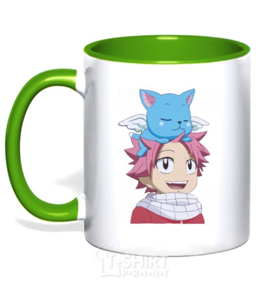 Mug with a colored handle Fairy Tail Natsu kelly-green фото