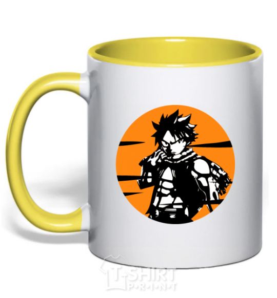 Mug with a colored handle Fairy Tail Nastu in a mug yellow фото