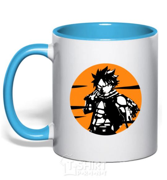 Mug with a colored handle Fairy Tail Nastu in a mug sky-blue фото