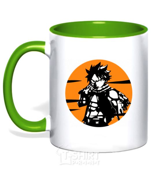 Mug with a colored handle Fairy Tail Nastu in a mug kelly-green фото