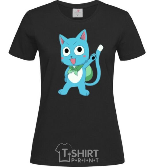 Women's T-shirt Fairy Tail cat black фото