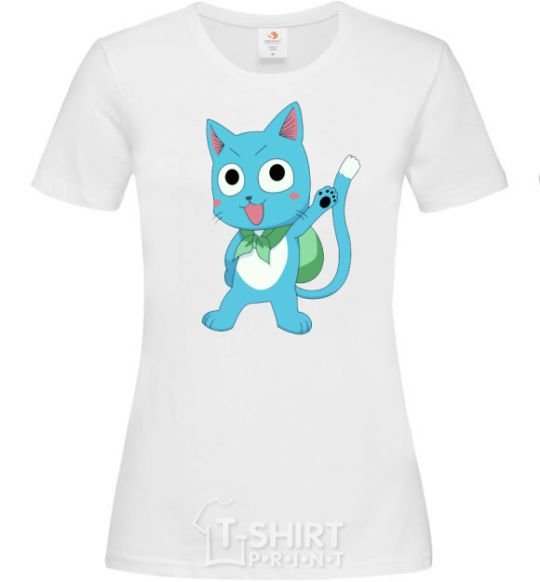 Women's T-shirt Fairy Tail cat White фото