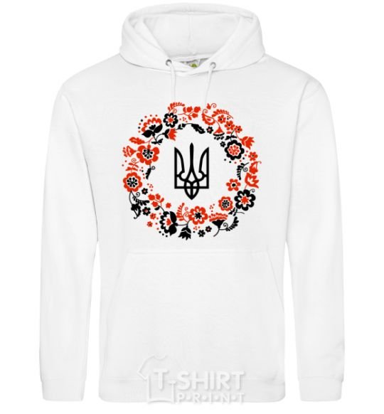 Men`s hoodie Wreath with a trident White фото