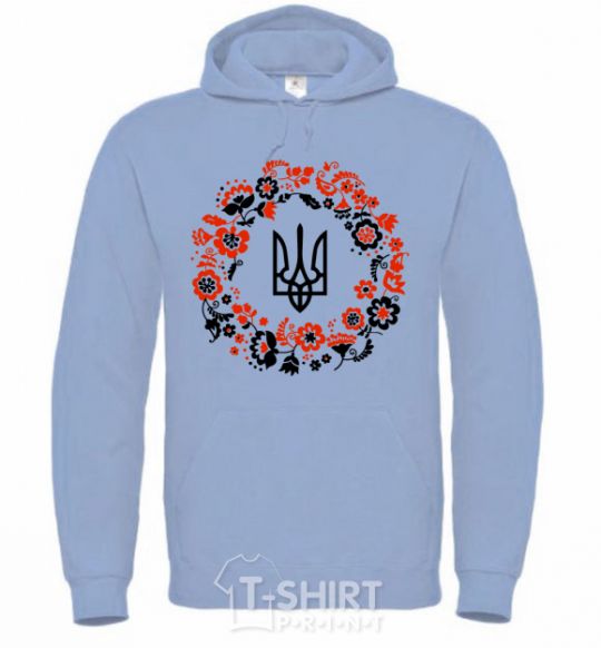 Men`s hoodie Wreath with a trident sky-blue фото