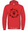 Men`s hoodie Wreath with a trident bright-red фото