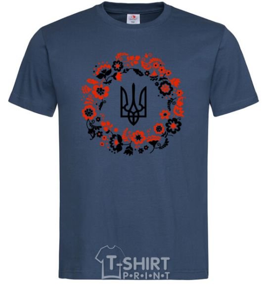 Men's T-Shirt Wreath with a trident navy-blue фото